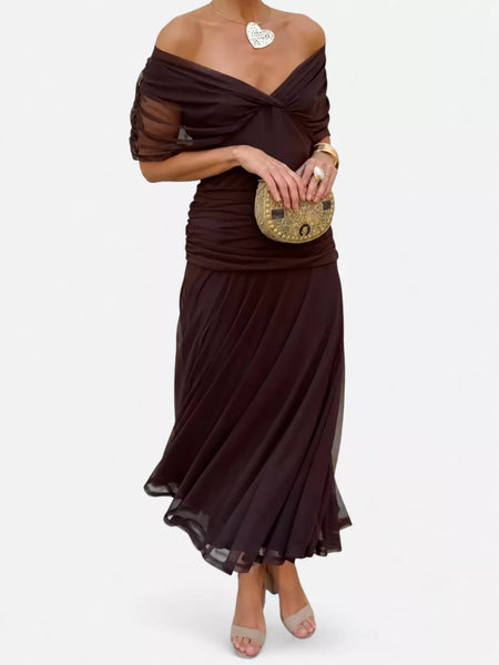 Full Size Off-Shoulder Ruched Maxi Dress Plus Size - alternate view 16
