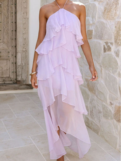 Layered Ruffled Halter Neck Dress - alternate view 18