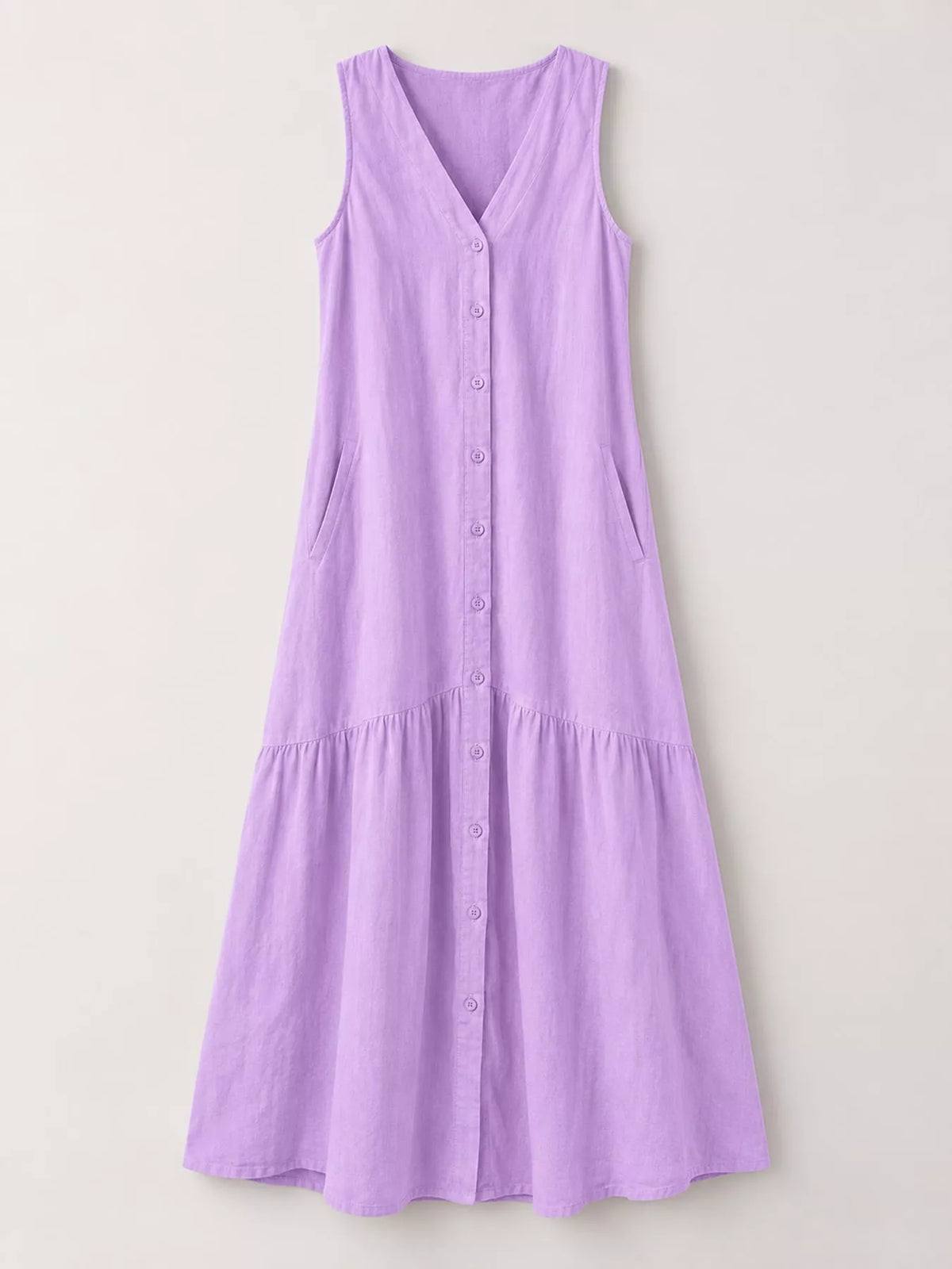 Full Size V-Neck Button Front Sleeveless Midi Dress Plus Size - alternate view 29