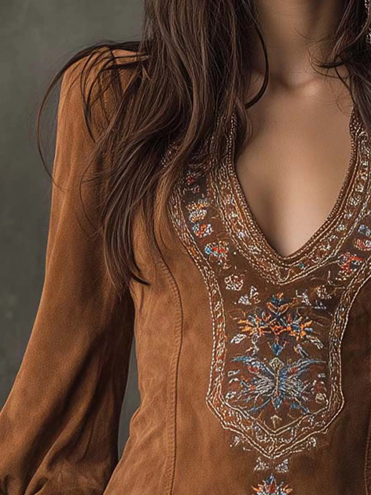 Embroidered Lantern Sleeve Mini Dress - alternate view 2