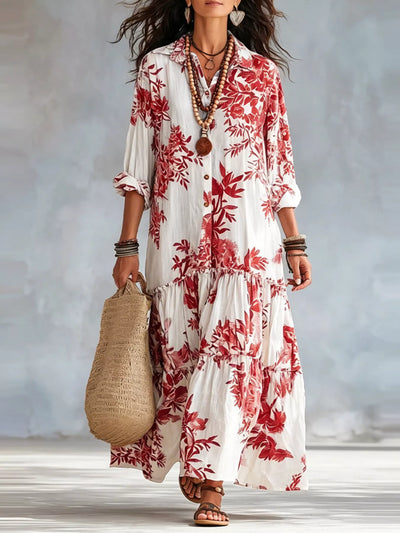 Printed Button Front Maxi Dress - alternate view 8
