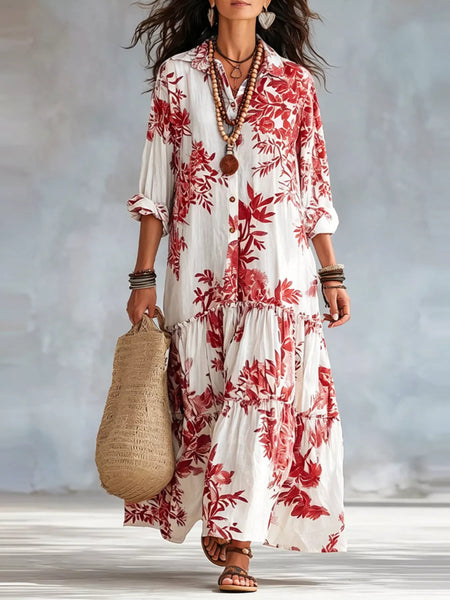 Printed Button Front Maxi Dress - alternate view 8