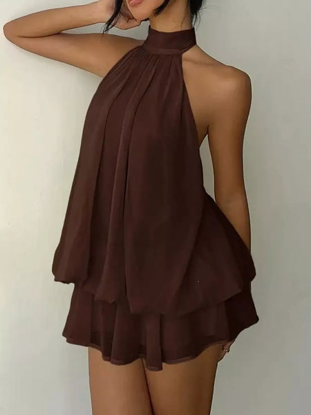 Halter Neck Ruched Mini Dress - alternate view 8