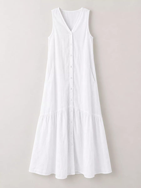 Full Size V-Neck Button Front Sleeveless Midi Dress Plus Size - alternate view 4