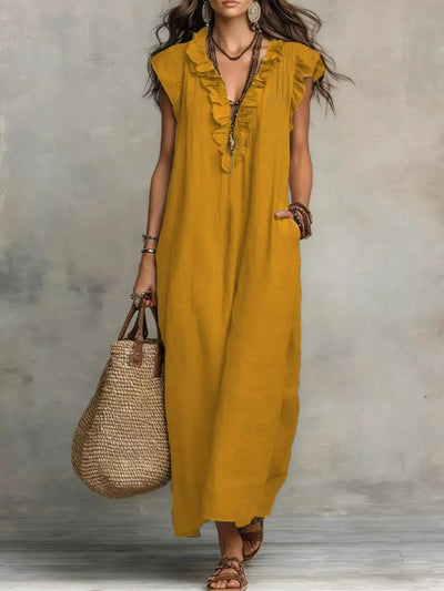 Ruffled V-Neck Maxi Dress - alternate view 11