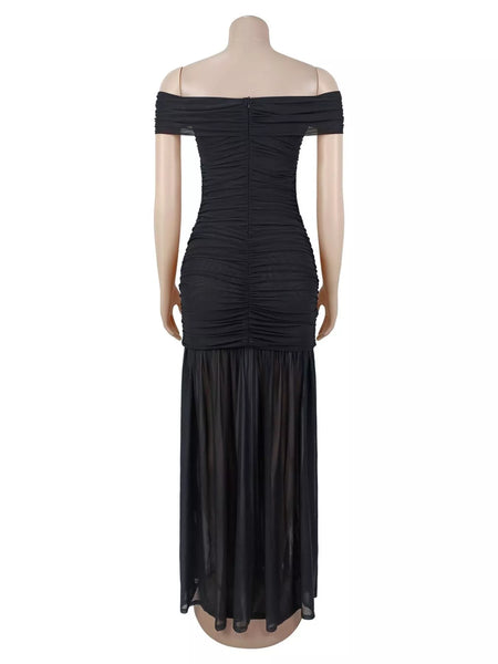Off-Shoulder Ruched Mermaid Maxi Dress - alternate view 8