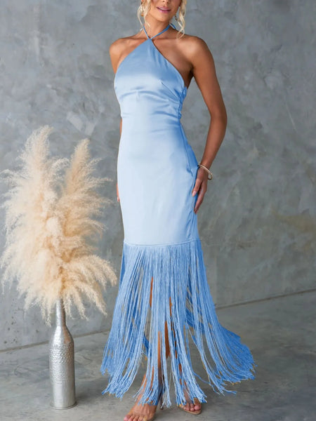 Fringe Halter Neck Sleeveless Dress - alternate view 3