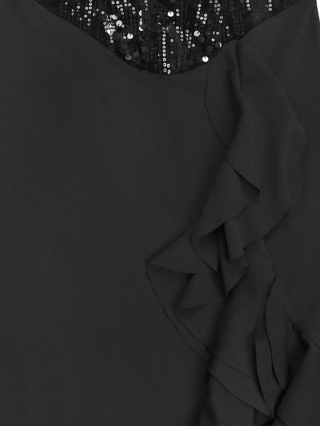 Sequin Ruffle Hem Sleeveless Maxi Dress - alternate view 10