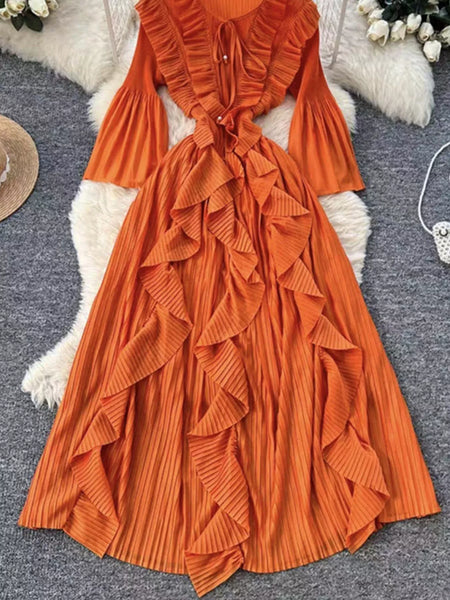 Ruffled A-Line Midi Dress - alternate view 1