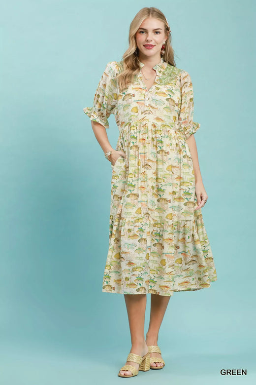 Print Tiered Midi Dress - alternate view 4