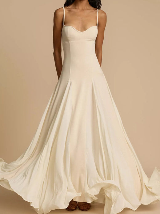 Sweetheart Neck Spaghetti Strap Flowy Maxi Dress - alternate view 4
