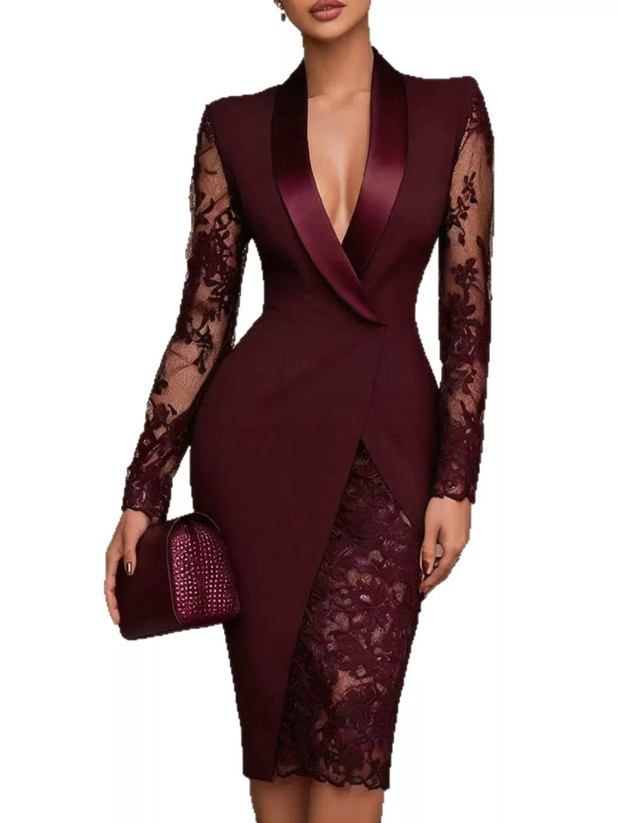 Lace-Sleeve Blazer Dress - alternate view 13