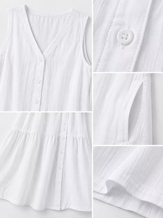 Full Size V-Neck Button Front Sleeveless Midi Dress Plus Size - alternate view 5