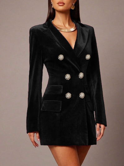 Velvet Double-Breasted Blazer Dress - alternate view 9