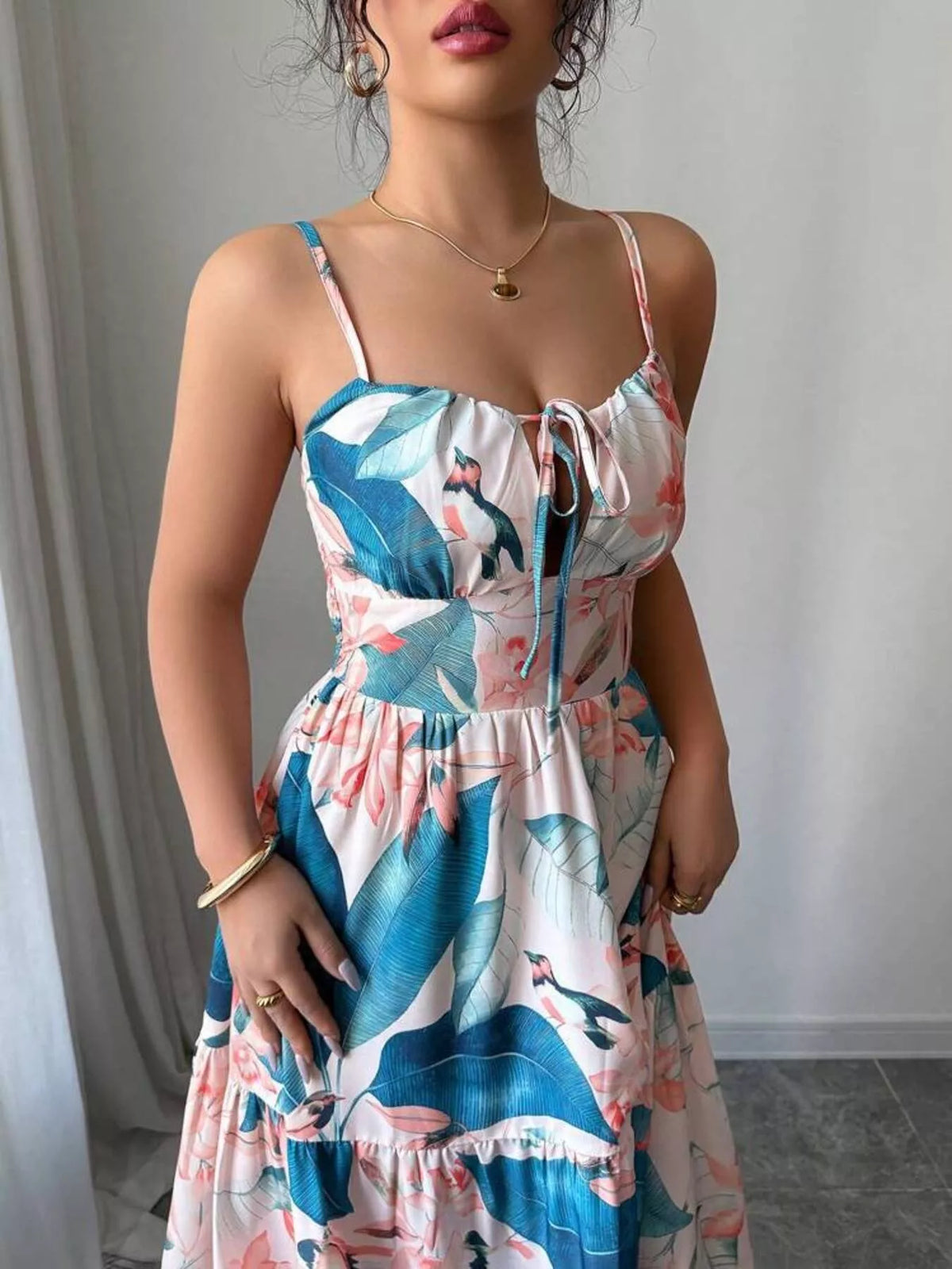 Floral Print Tiered Maxi Cami Dress - alternate view 5
