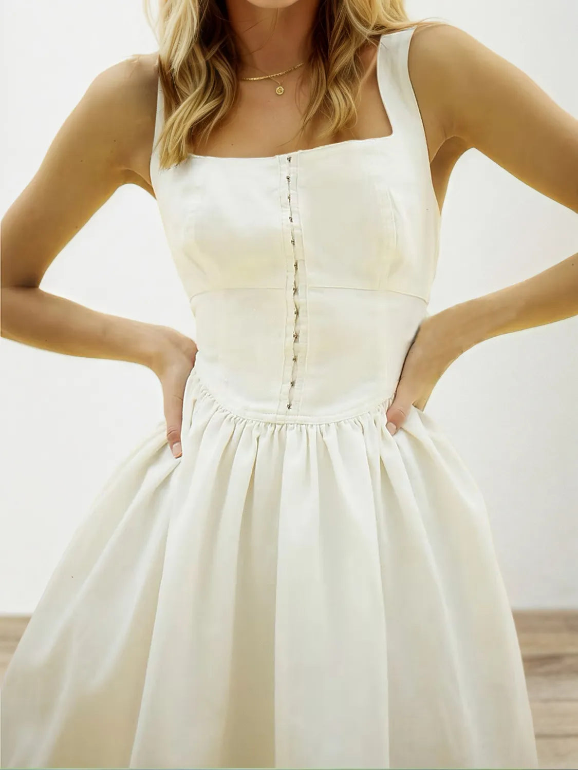 Square Neck Wide Strap Mini Dress - alternate view 2