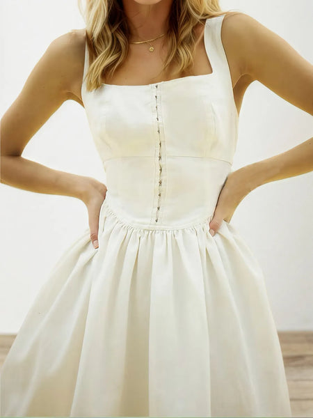 Square Neck Wide Strap Mini Dress - alternate view 2