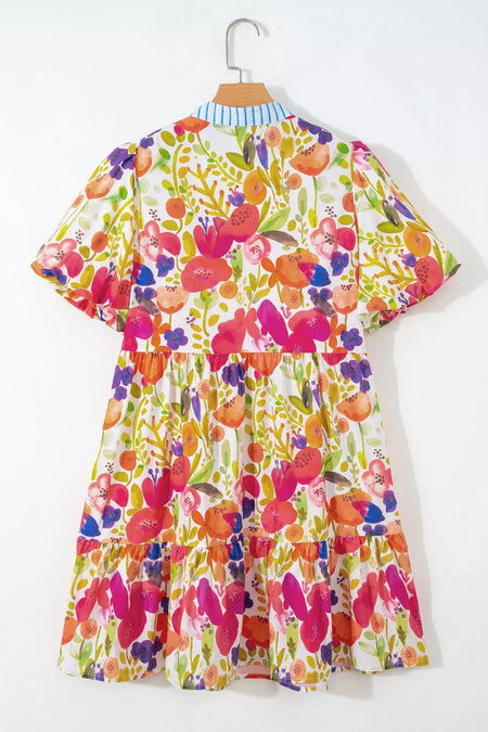 Floral Print Tiered Mini Dress - alternate view 5