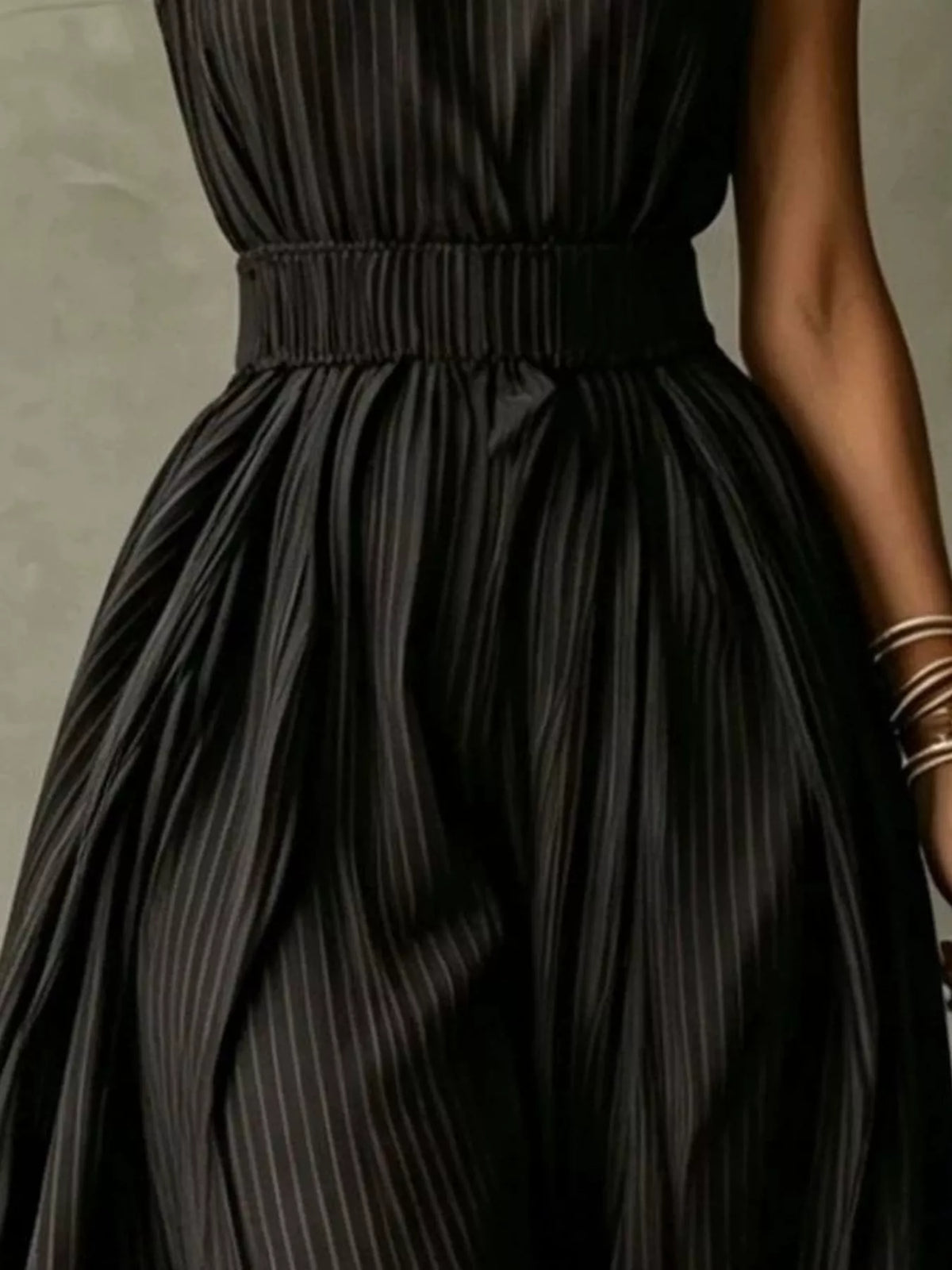 Striped Mock Neck Sleeveless Maxi Dress - alternate view 4