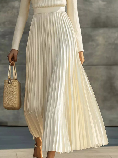 Ribbed Knit Pleated Midi Dress - alternate view 2