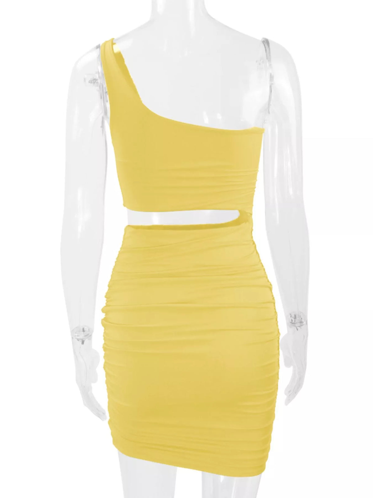 One-Shoulder Cutout Ruched Bodycon Mini Dress - alternate view 20
