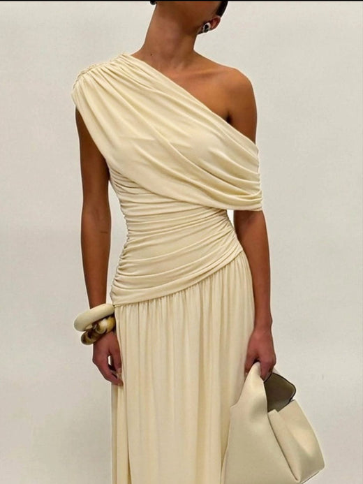 One-Shoulder Ruched Maxi Dress - alternate view 4