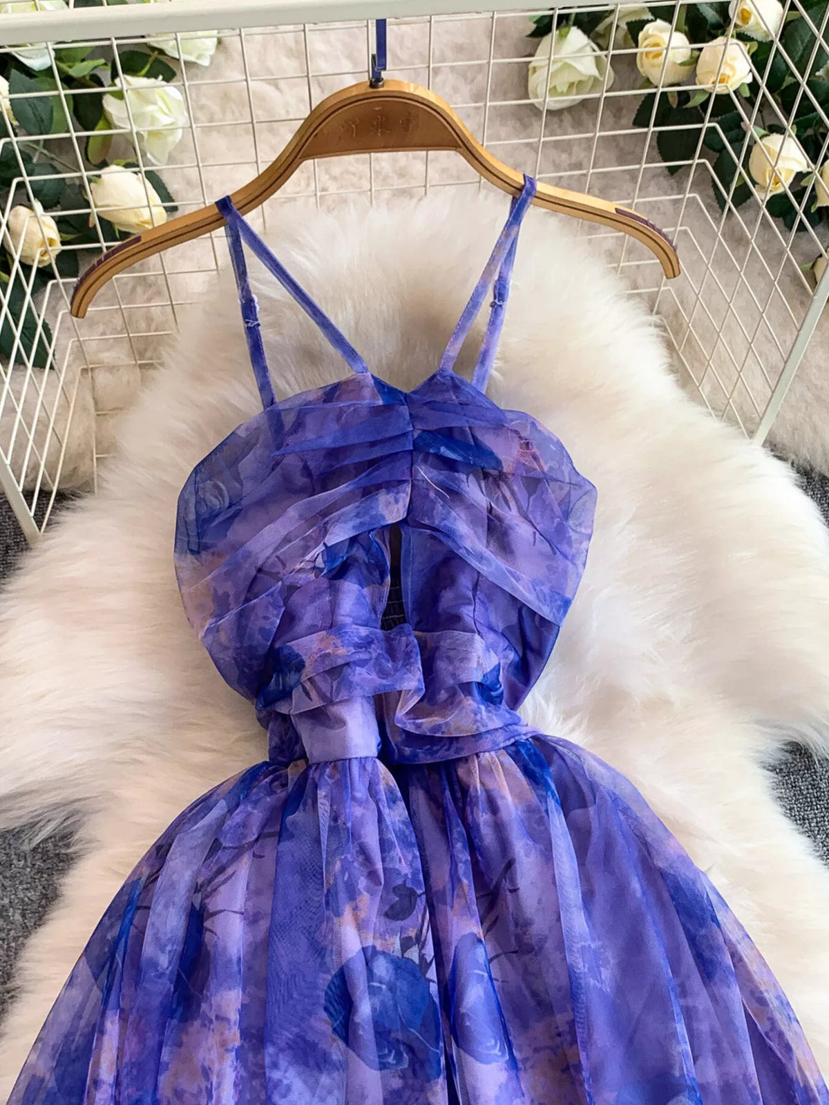 Floral Print Ruffled Layered Mesh Dress - alternate view 18