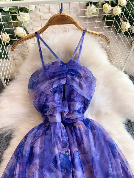 Floral Print Ruffled Layered Mesh Dress - alternate view 18