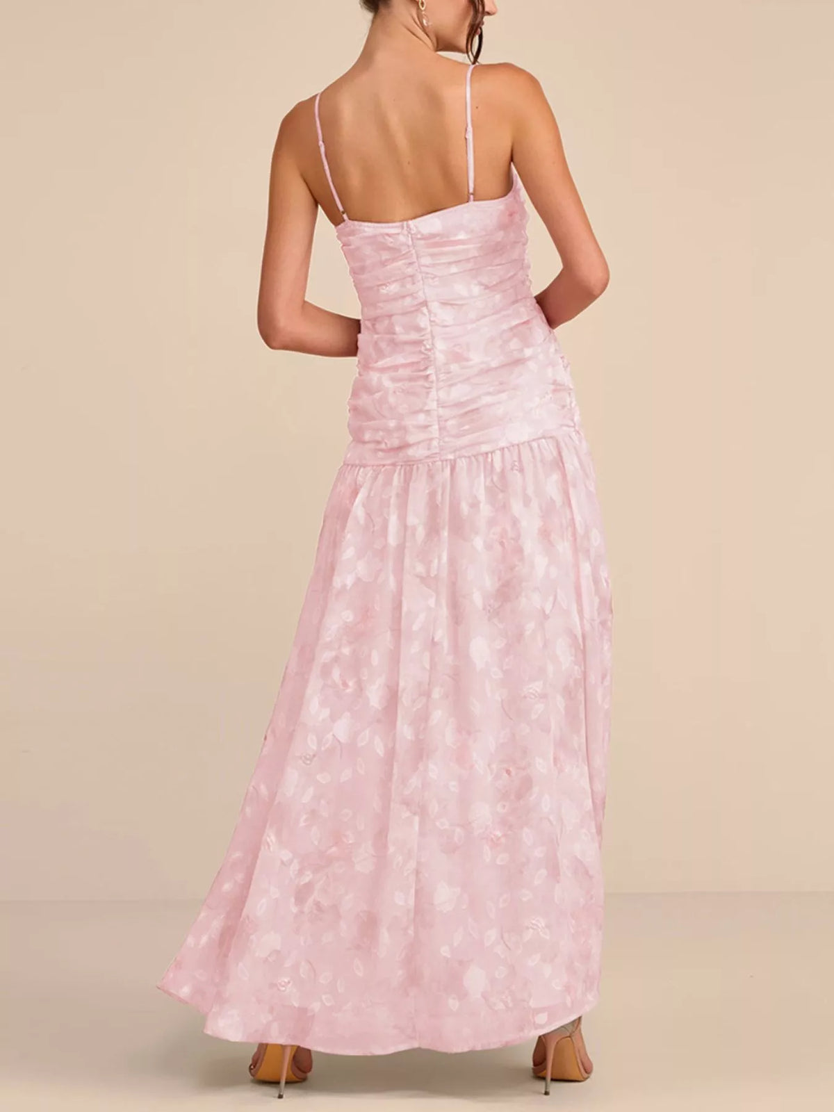 Ruched Spaghetti Strap Maxi Dress - alternate view 9