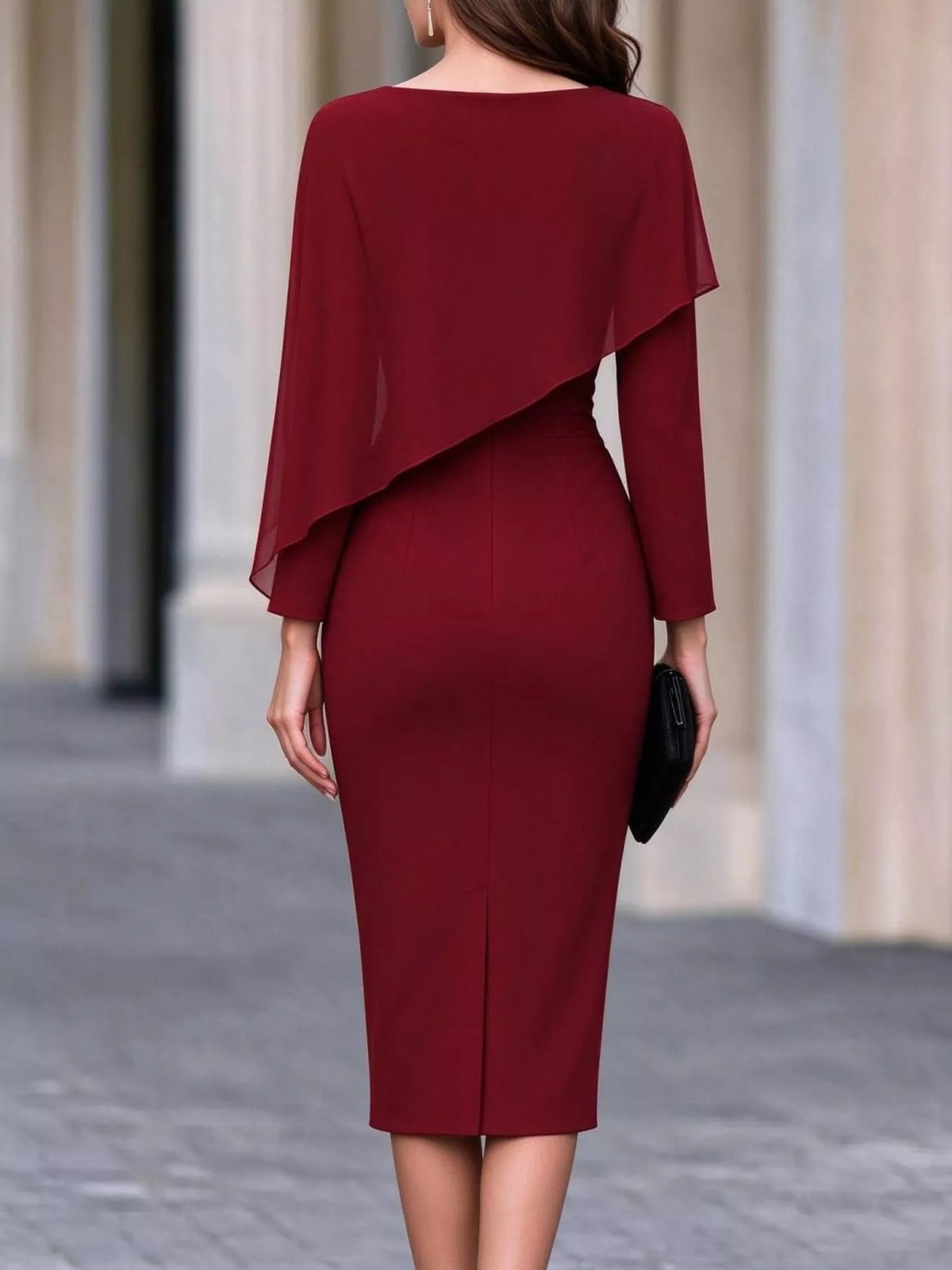 Cape-Style Bodycon Midi Dress - alternate view 5