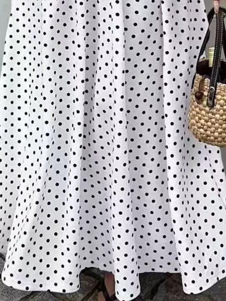 Strapless Polka Dot Ruched Maxi Dress - alternate view 7