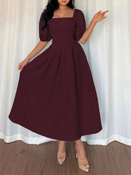 Square Neck Flutter Sleeve Midi Dress - alternate view 4