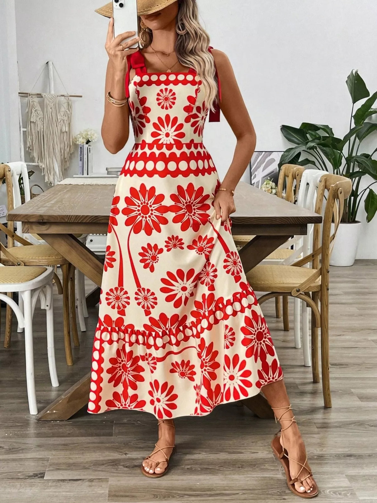 Floral Print Tie-Shoulder Midi Dress - alternate view 4