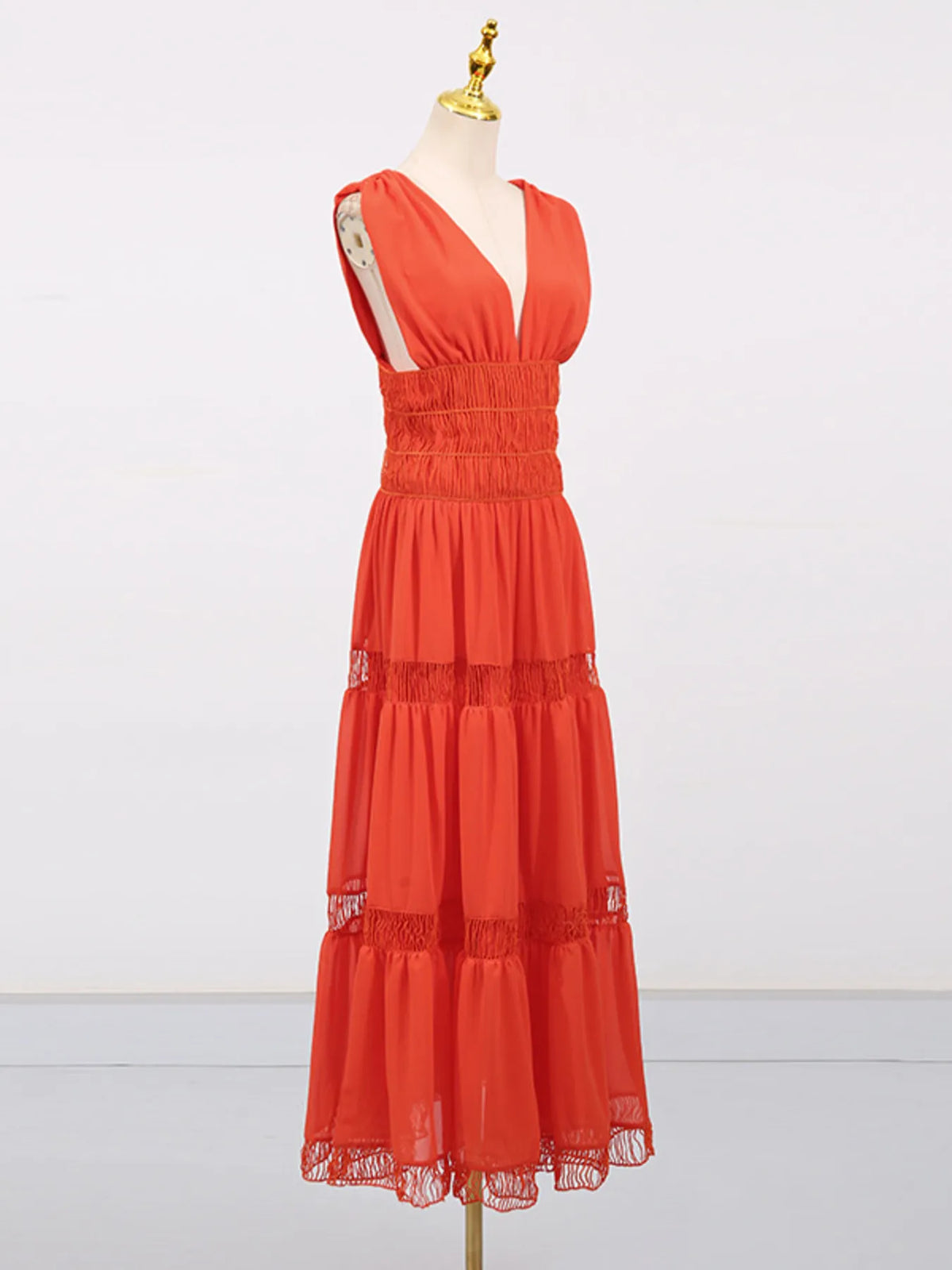 Tiered V-Neck Sleeveless Maxi Dress - alternate view 15
