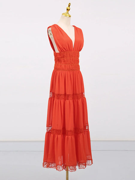 Tiered V-Neck Sleeveless Maxi Dress - alternate view 15