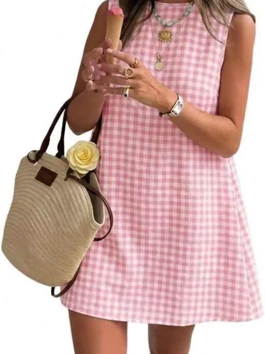 Gingham Sleeveless A-Line Mini Dress - alternate view 6
