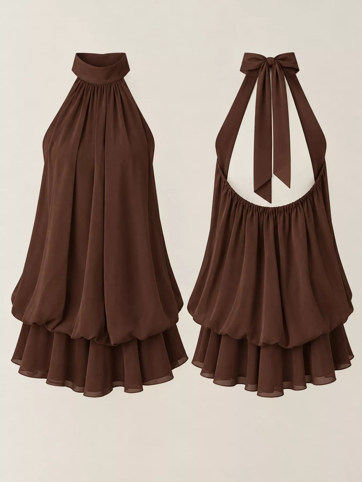 Halter Neck Ruched Mini Dress - alternate view 14