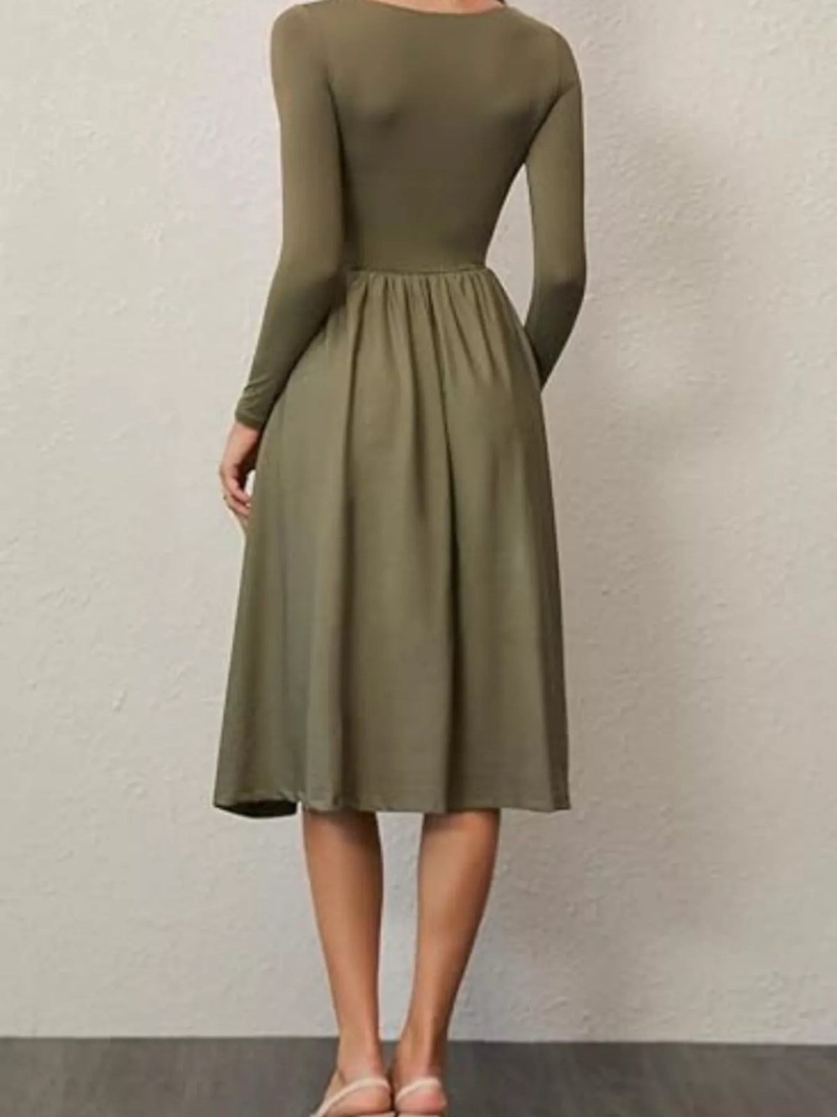 Square Neck Long Sleeve Midi Dress - alternate view 20