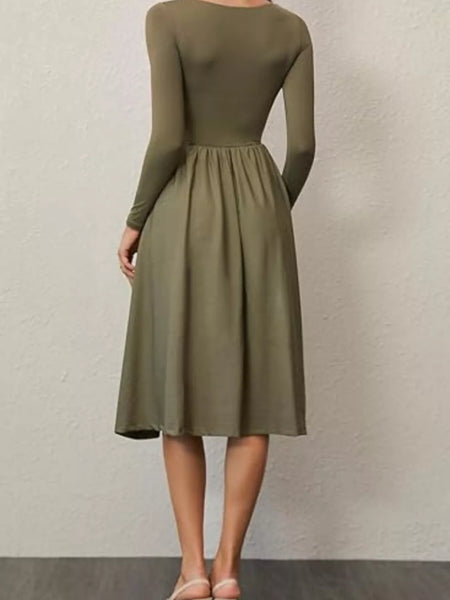 Square Neck Long Sleeve Midi Dress - alternate view 20