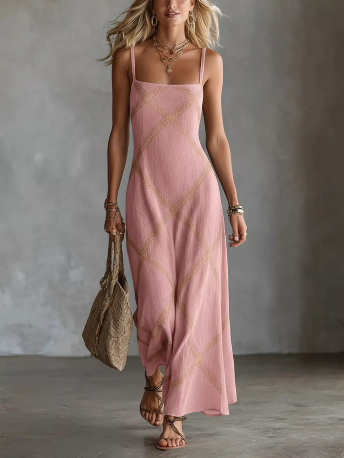 Full Size Square Neck Maxi Dress Plus Size - alternate view 4