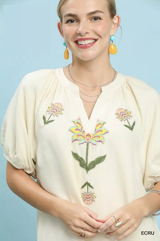 Embroidered Floral Babydoll Dress - alternate view 4