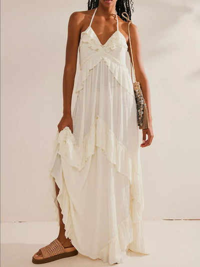 Ruffled Halter Neck Maxi Dress - alternate view 8