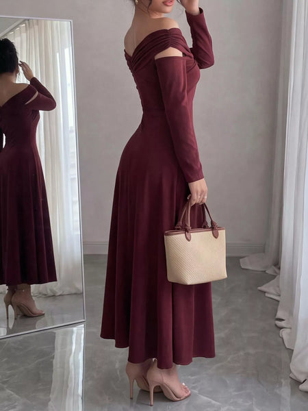 Off-Shoulder Long-Sleeve Maxi Dress - alternate view 4