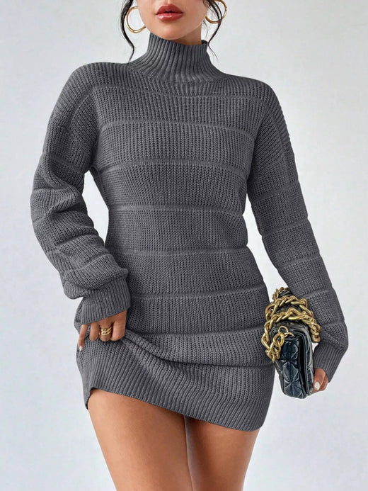 Turtleneck Long Sleeve Sweater Dress - alternate view 3