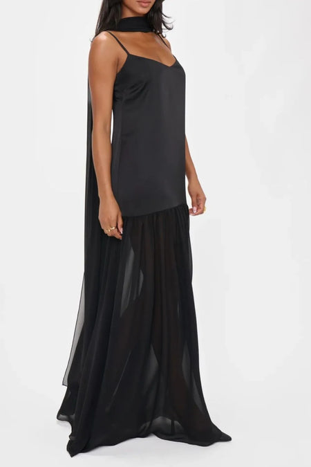 Adjustable Strap Maxi Cami Dress with Scarf - alternate view 13