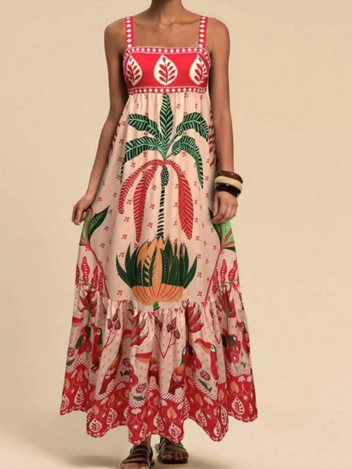 Printed Square Neck Maxi Dress - alternate view 10