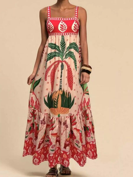Printed Square Neck Maxi Dress - alternate view 10
