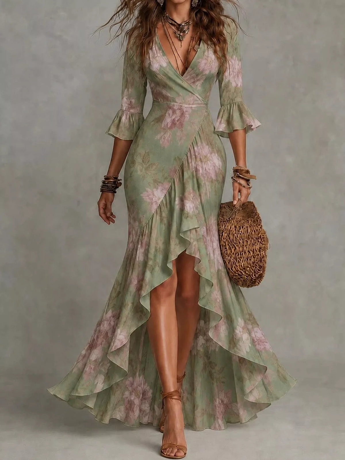 High-Low Ruffled Maxi Dress - alternate view 16