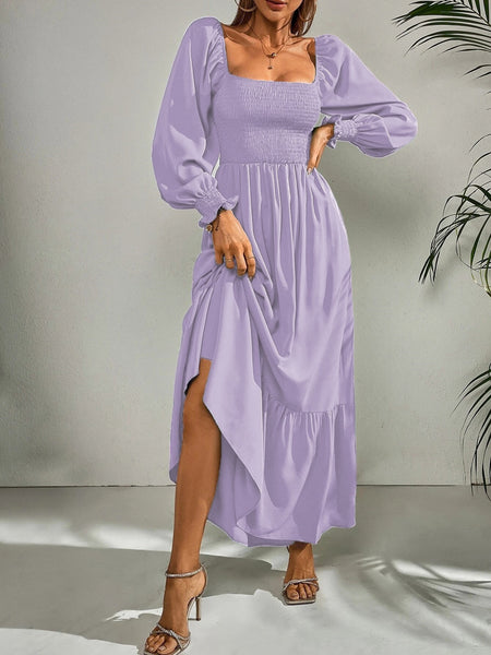 Smocked Long Sleeve Midi Dress - alternate view 8