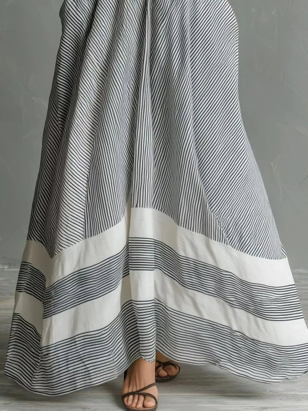 Striped Halter Neck Maxi Dress with Pockets - alternate view 3